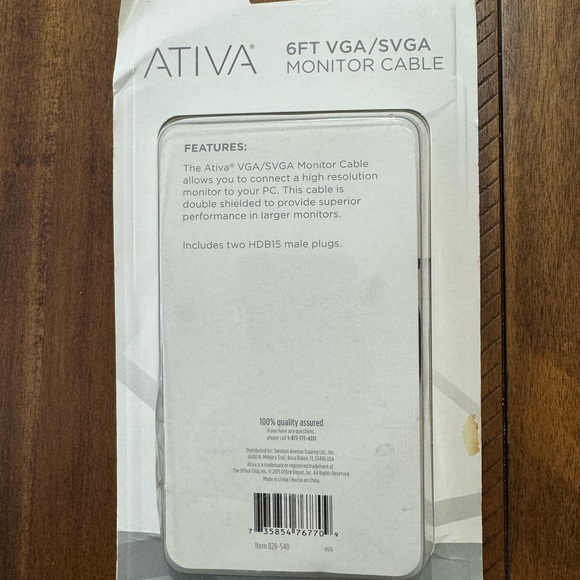 Ativa 6ft VGA / SVGA Monitor Cable. - Picture 3 of 3